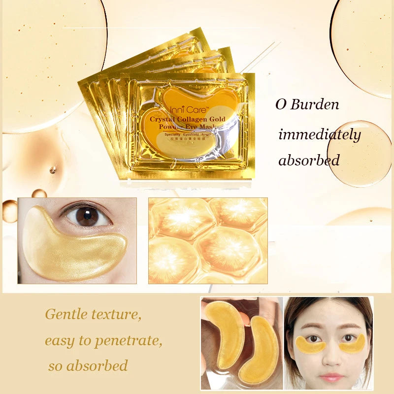 InniCare 40pcs Beauty Gold Crystal Collagen Patches For Eye Moisturizing Firming Eye Mask Korean Cosmetics Skin Care