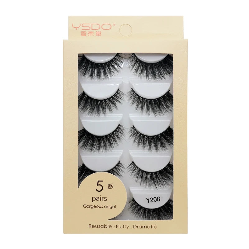 YSDO 3/5 Pairs 3D Mink False EyeLashes Winged Lashes Thick EyeLashes Makeup Fake EyeLashes Volume Lash Dramatic Mink EyeLashes