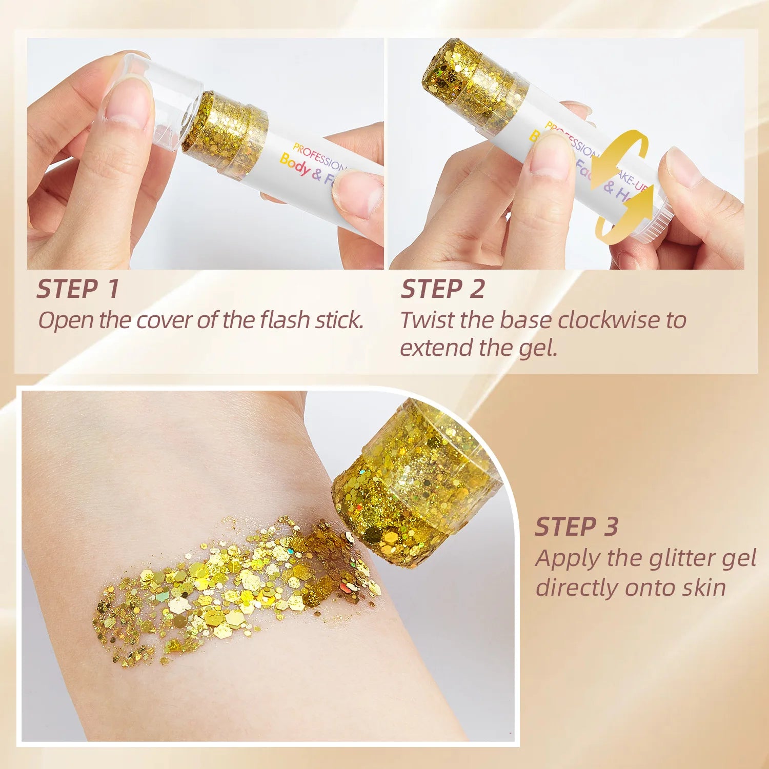 New Body Glitter Stick Face Painting Sequins Gel Mermaid Chunky Glitter Glue for Carnival Hair Body Eye shadow Makeup