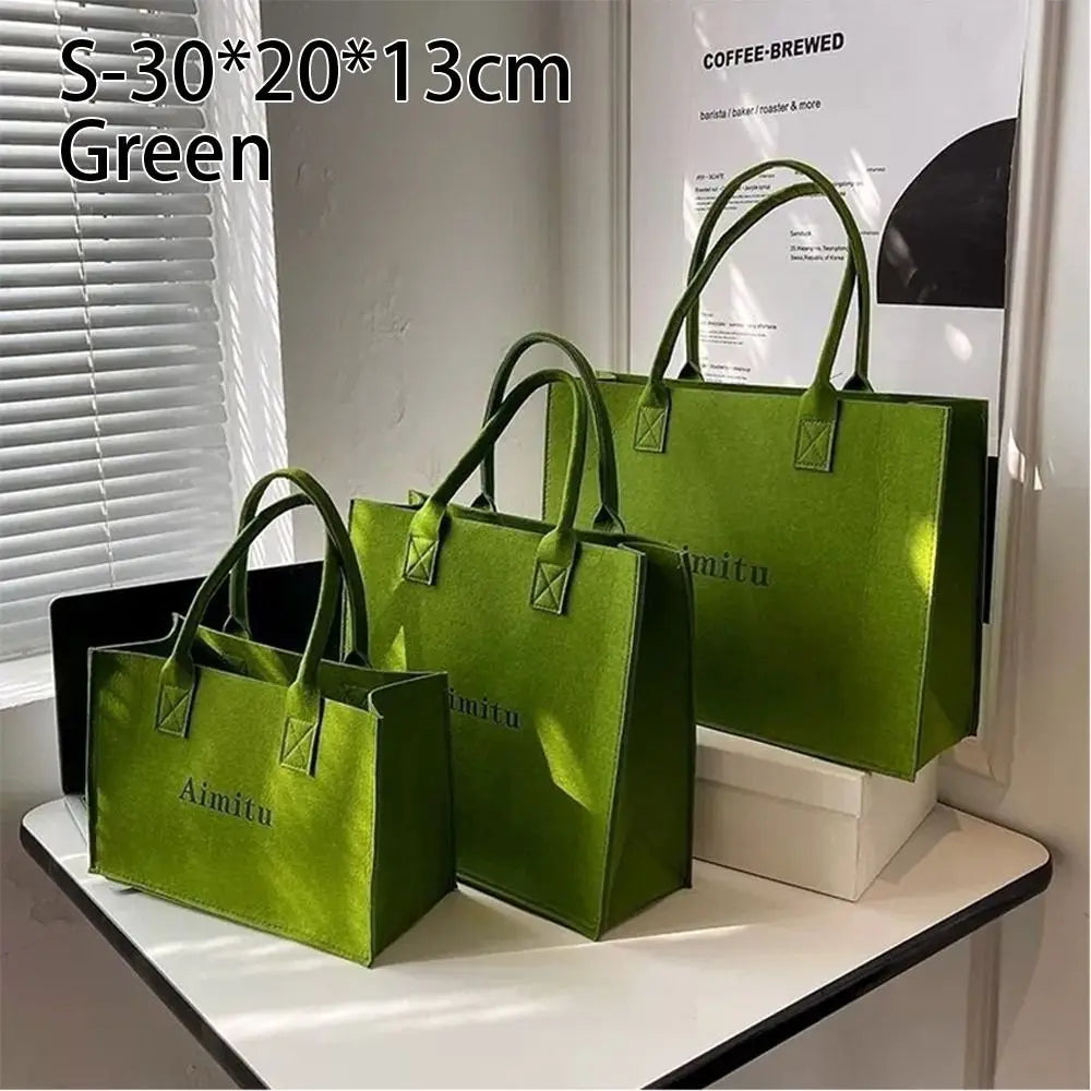 S/M/L Women Korean Simple Felt Shoulder Bag Fashion Solid Color Messenger Bag Handbag Large Capacity Travel Casual Crossbody Bag