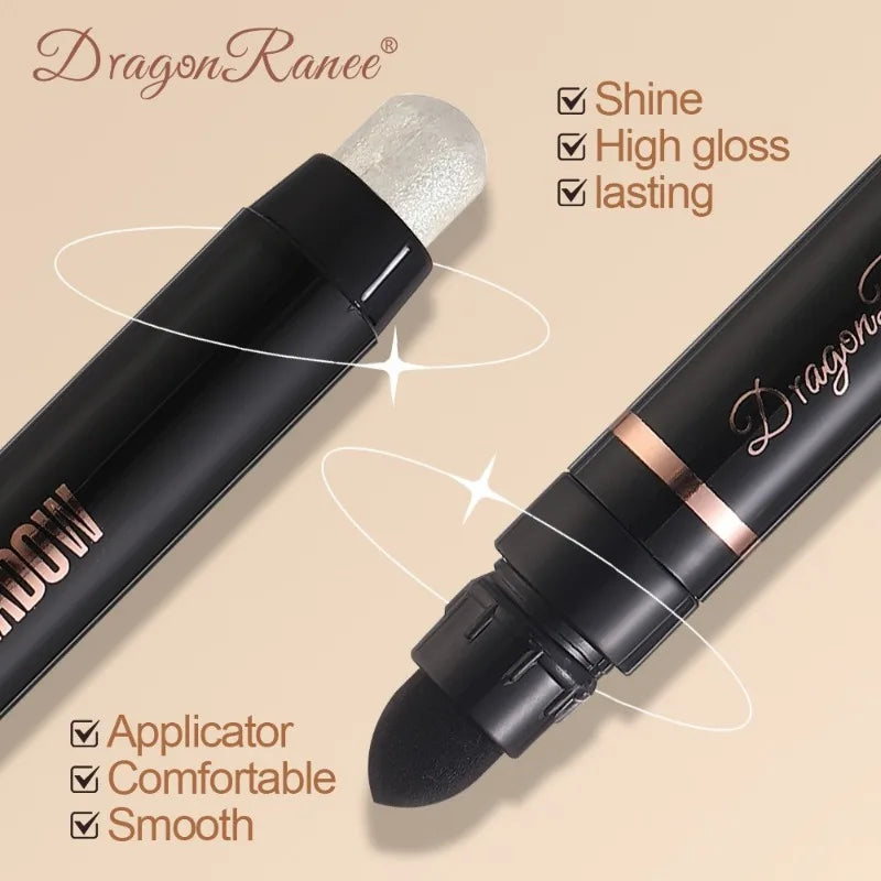 12-color Double Tip Eyeshadow Pen Set Metallic High Gloss Smudger Brighten Eye Makeup Pencil Shining Brown Eye Shadow Cosmetics