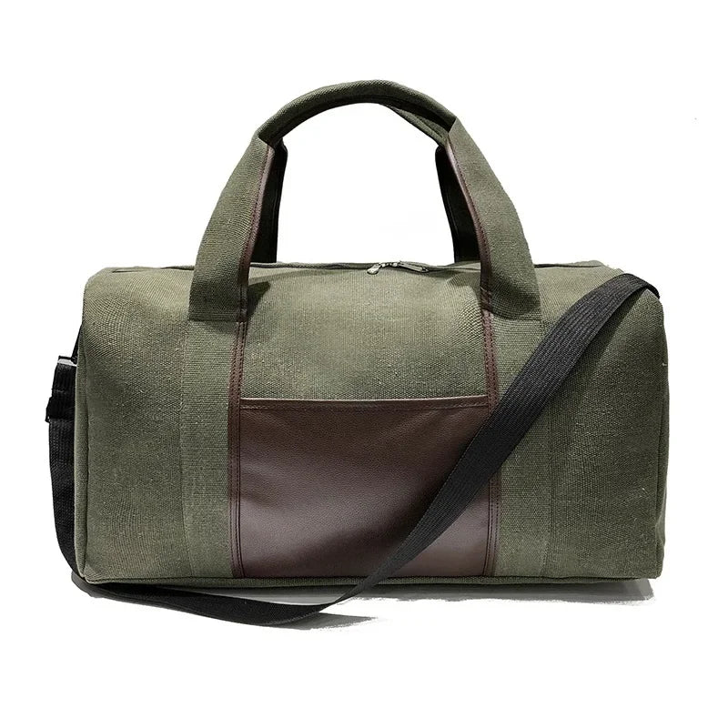 Canvas Simple Travel Luggage Handbags Solid Durable Duffel Shoulder Bags Crossbody Weekend Carry Organizer for Men Women