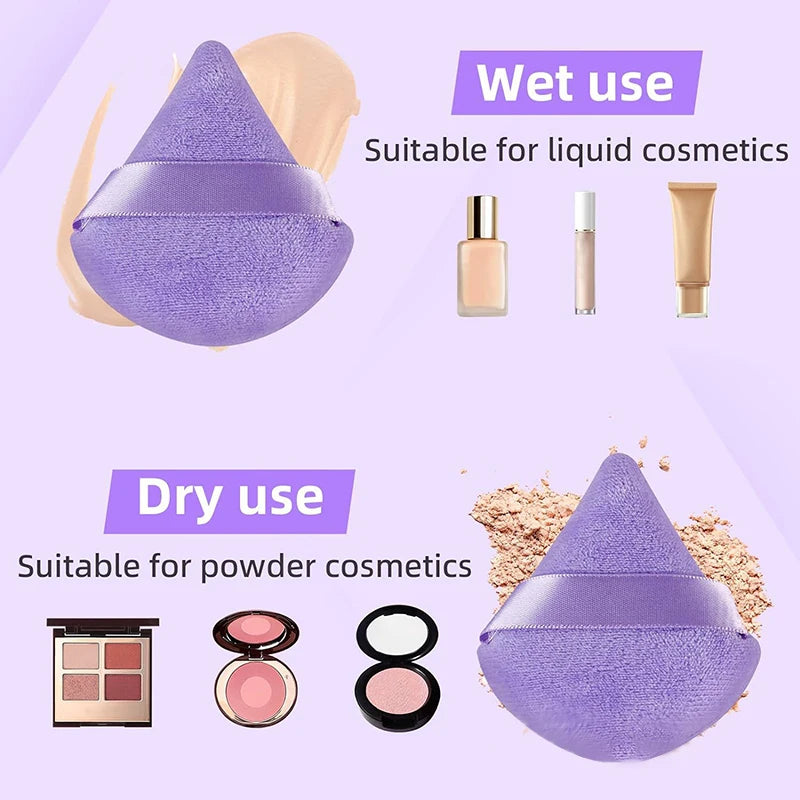 12 Pieces Powder Puff Face Triangle Makeup Sponge Soft Velour Puffs for Loose Powder Setting Powder Blender Foundation Sponge Be
