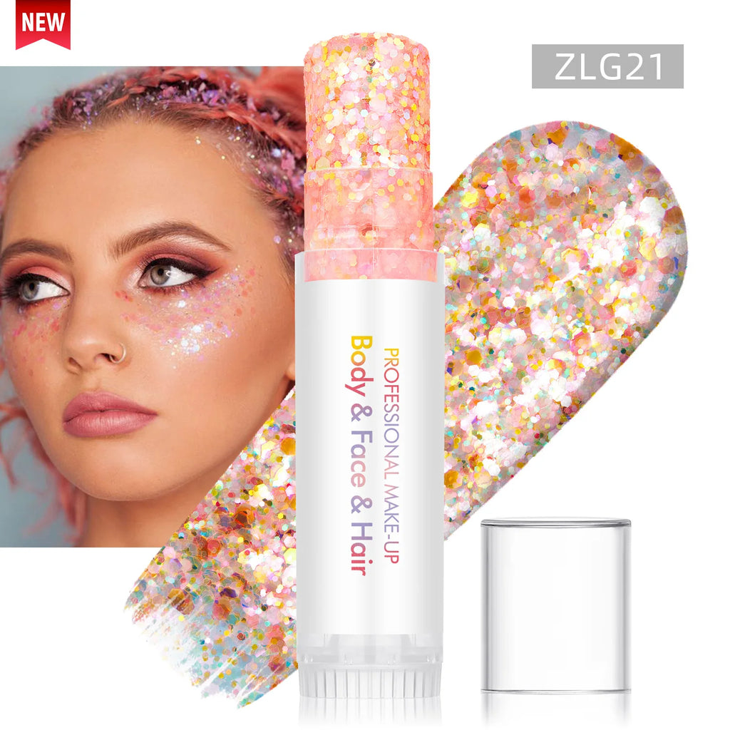 New Body Glitter Stick Face Painting Sequins Gel Mermaid Chunky Glitter Glue for Carnival Hair Body Eye shadow Makeup
