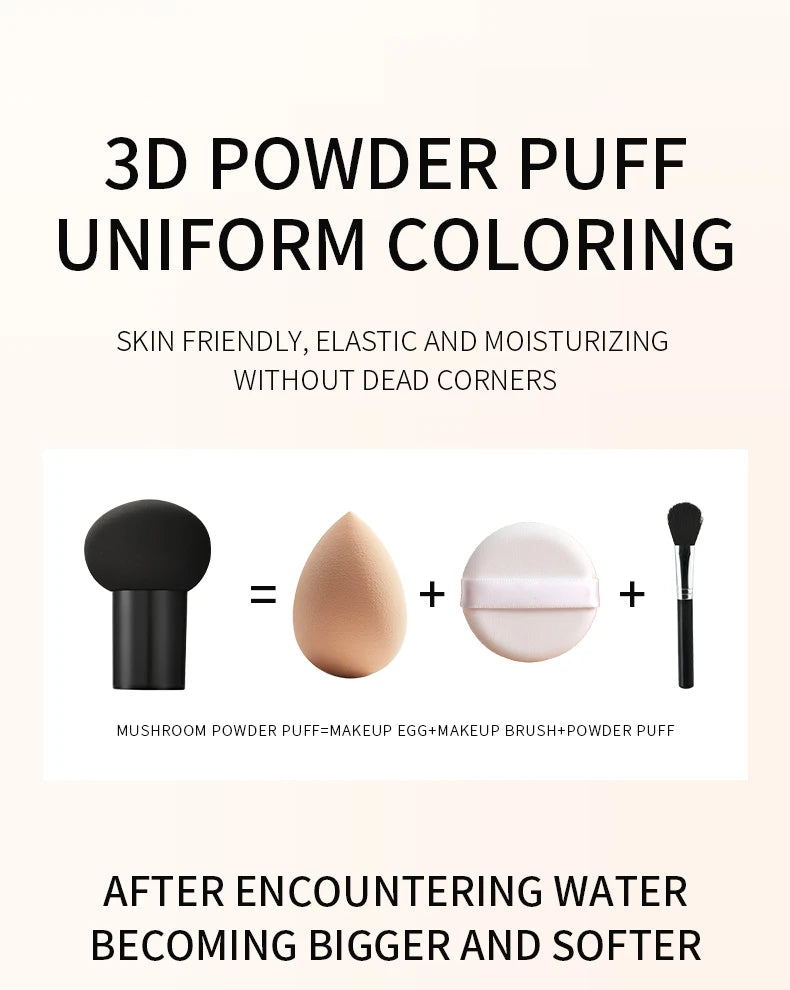 BB Cream Mushroom Head Air Cushion Powder Puff Moisturizing Brightening Foundation Concealer CC Cream Base Makeup Cosmetics