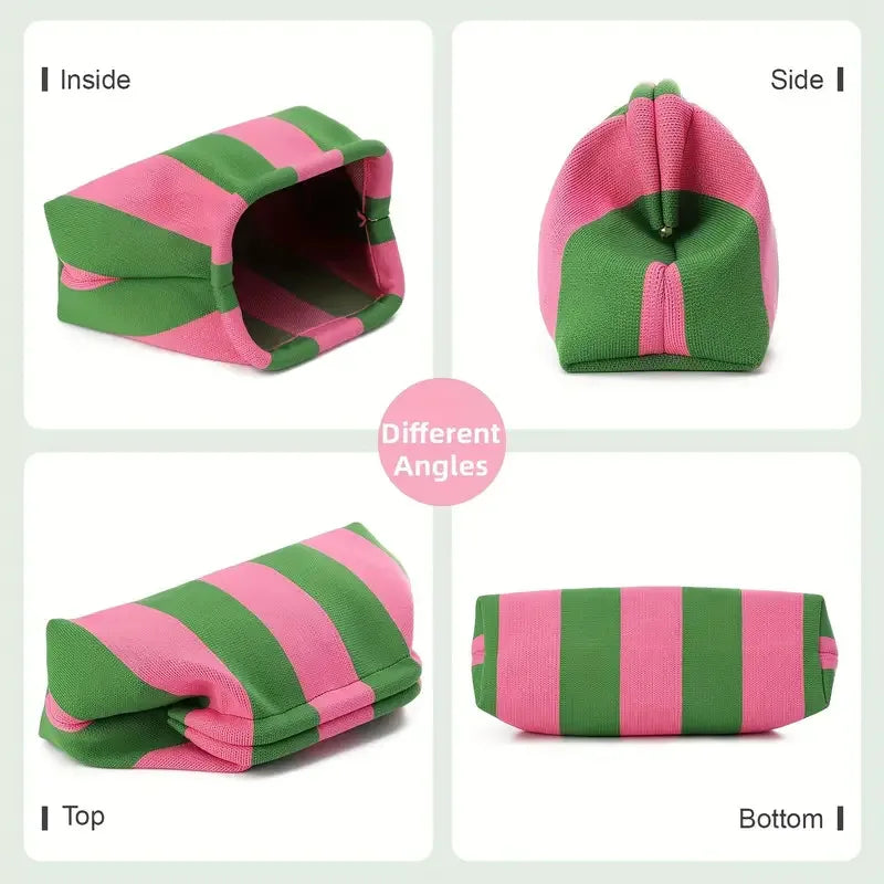 Women's Striped Beach Clutch Bag Versatile Small Woven Crochet Handbags Purses Knitting Dumpling Clutch Casual Bag
