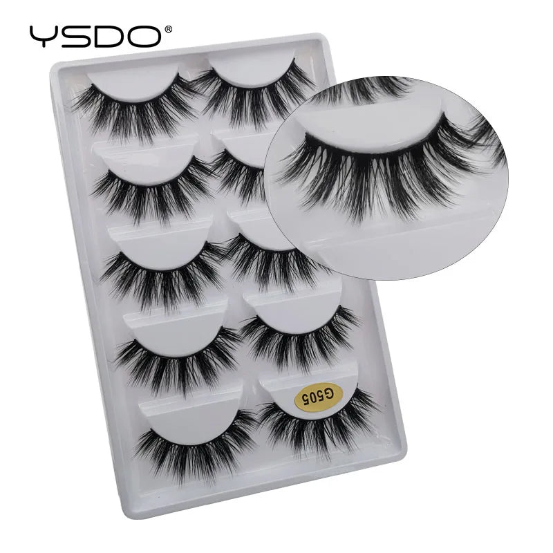 YSDO 5 pairs eyelashes makeup mink strip lashes dramatic eyelashes faux cils natural false eyelashes extension 3d mink eyelashes