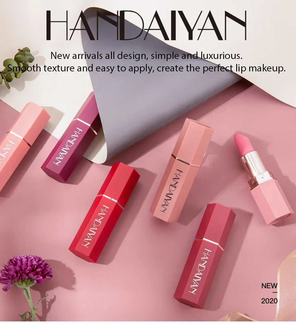 6 Colors Matte Lipstick Beauty Lip Gloss LippenstiftTinted Balm 24 Hours Waterproof Free Shipping Makeup