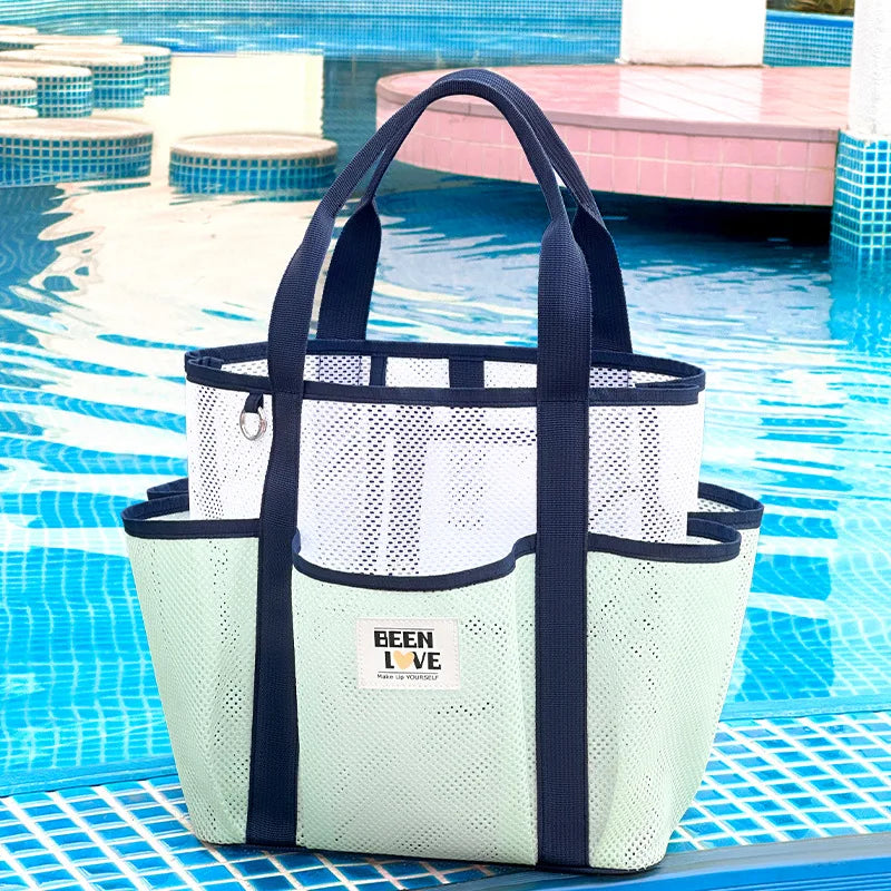 Gym Bag Beach Bag Fashions Transparent Waterproof Multi-Pocket Tote Swimming Mesh Bags High Volume Beach Organiser Travel Swim