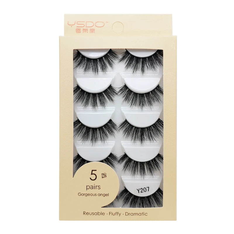 YSDO 3/5 Pairs 3D Mink False EyeLashes Winged Lashes Thick EyeLashes Makeup Fake EyeLashes Volume Lash Dramatic Mink EyeLashes