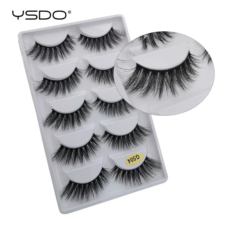 YSDO 5 pairs eyelashes makeup mink strip lashes dramatic eyelashes faux cils natural false eyelashes extension 3d mink eyelashes