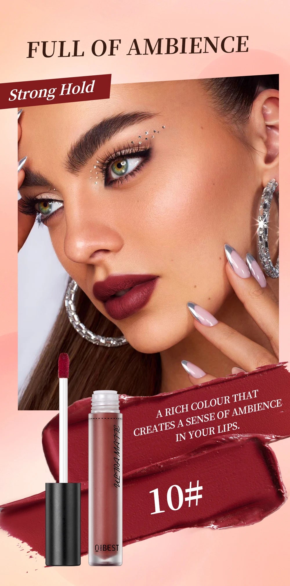 QIBEST Waterproof Matte Nude Lip Gloss 12 Colors Lasting Liquid Lipstick Moisturizing Non-stick Cup Black Red Purple Lip Glaze