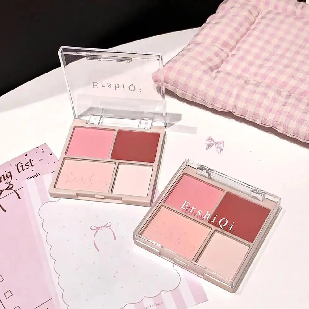 4 Colors Concealer Blush Cream Matte Highlight Contour Makeup All-in-one Palette Rose Hawthorn Cheek Tint Blusher Powder Makeup