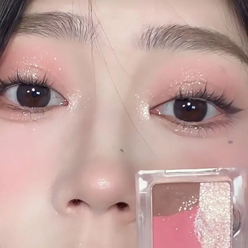 Mini 3-Color Earth Brown Eyeshadow Palette Pearly Matte Grey Glitter Eye Shadow Shiny Shimmer Eye Pigment High Gloss Makeup