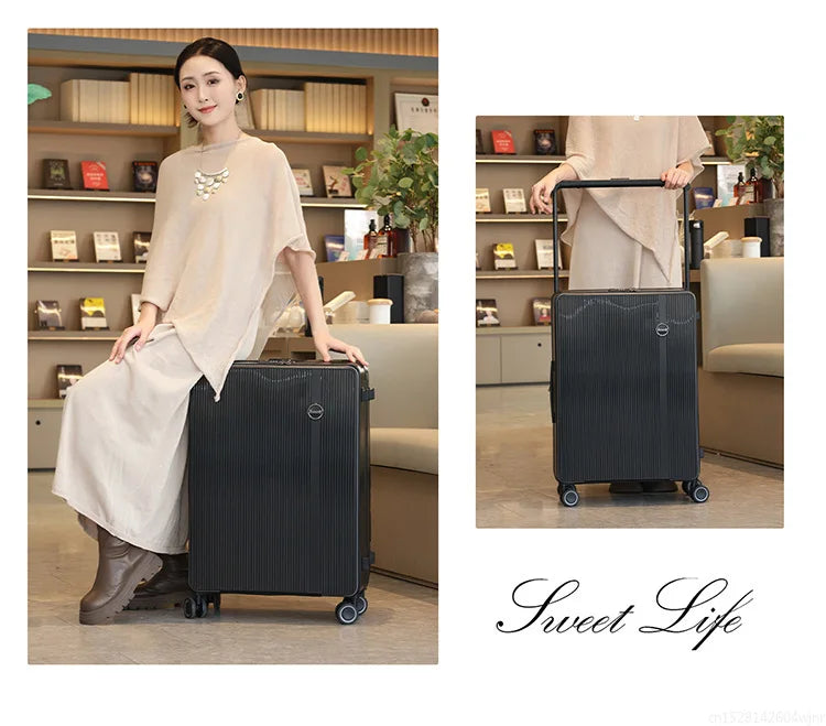 20/24 Inch Front Opening Travel Bags 1:9 Wide Pull Rod in The Deep Warehouse Rolling Luggage Case Travel Suitcases with Wheels