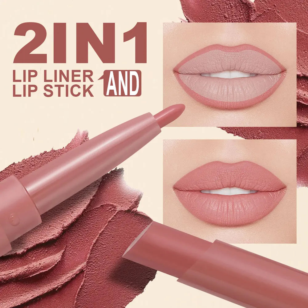 Six Double-Ended Lipstick Set, Velvet Matte Matte Lipstick, Lip Gloss, Easy to Color, Non-Fading, Non-Stick Lipstick Set