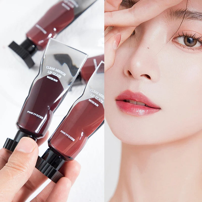 6 Colors Jelly Mirror Water Lip Gloss Transparent Glass Lip Glaze Waterproof Liquid Lipstick Nude Brown Clear Lip Tint Makeup