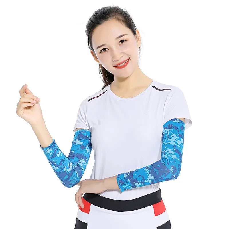 Arm Sleeves Ice Fabric Breathable Quick Dry Running Sportswear Sun UV Protection Long Arm Cover Cycling Arm Sleeves
