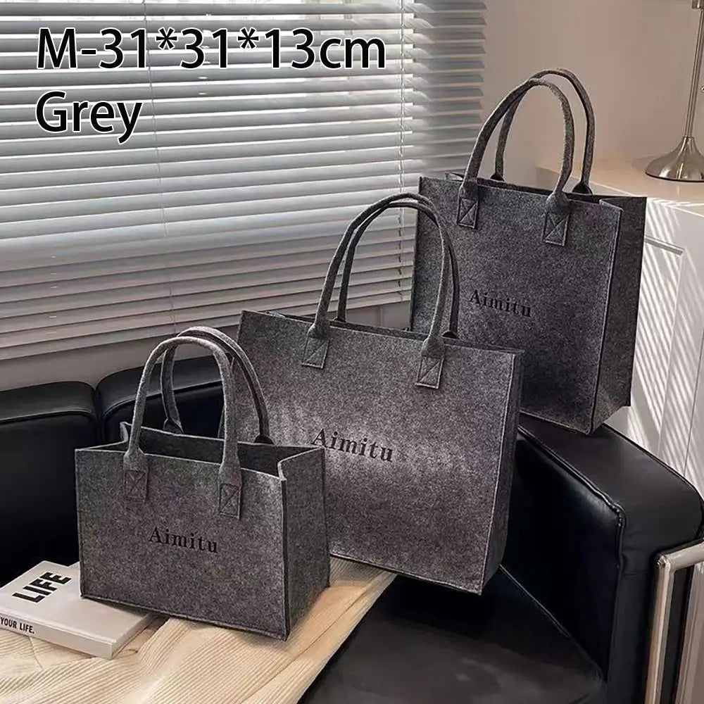 S/M/L Women Korean Simple Felt Shoulder Bag Fashion Solid Color Messenger Bag Handbag Large Capacity Travel Casual Crossbody Bag