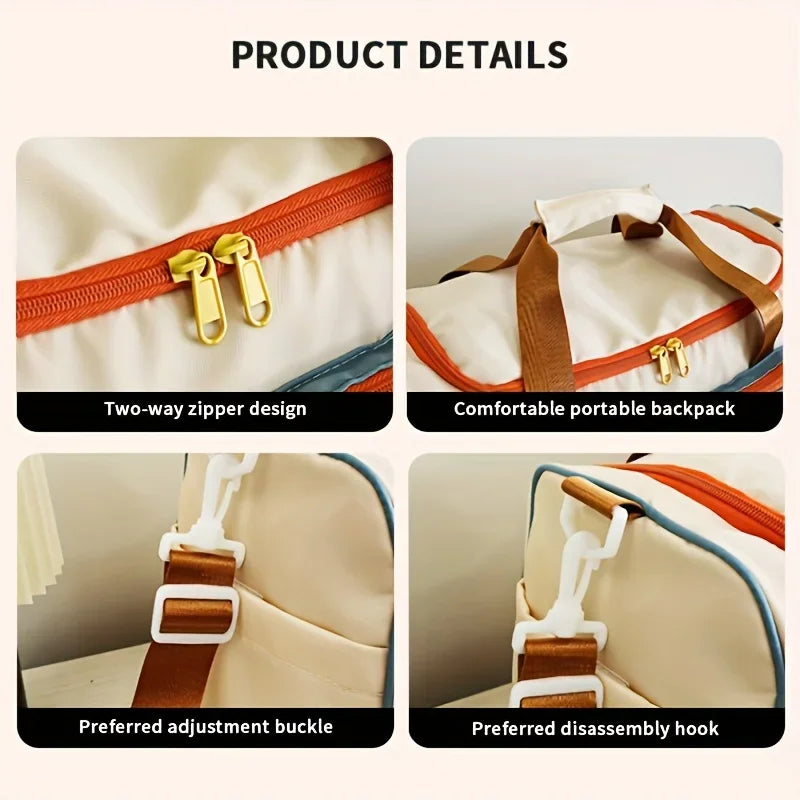 Large Capacity Oxford Fabric Gym Duffel Bag with Shoe Compartment & Adjustable Shoulder Straps, Multi-Pocket Travel Bag