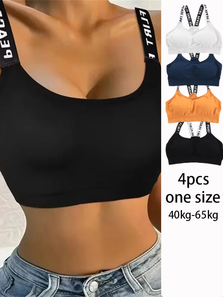 4Pcs Suitable for 40-65kg underwear women without underwire integrated with chest cushion back heart wrap chest fitness yoga