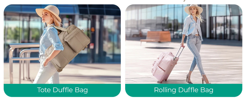 BAGSMART Rolling Duffle Bag with Wheels Waterproof Women's High-Quality Boston Bag Carry-On Suitcase for Travel Essentials