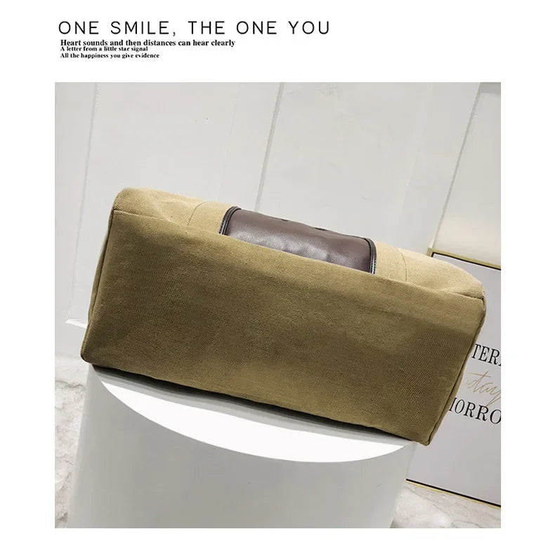 Canvas Simple Travel Luggage Handbags Solid Durable Duffel Shoulder Bags Crossbody Weekend Carry Organizer for Men Women