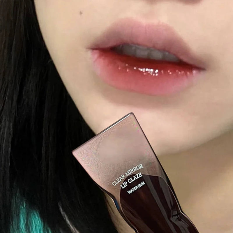 6 Colors Jelly Mirror Water Lip Gloss Transparent Glass Lip Glaze Waterproof Liquid Lipstick Nude Brown Clear Lip Tint Makeup