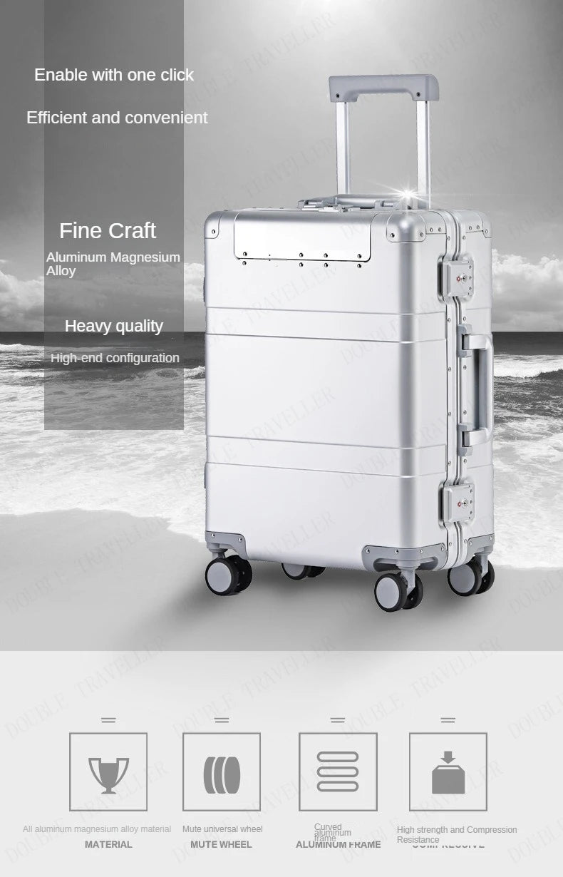 The Latest All Aluminum Travel Luggage High Quality Trolley Suitcase 20 Inch Carry on Luggage Men's and Women's Luggage