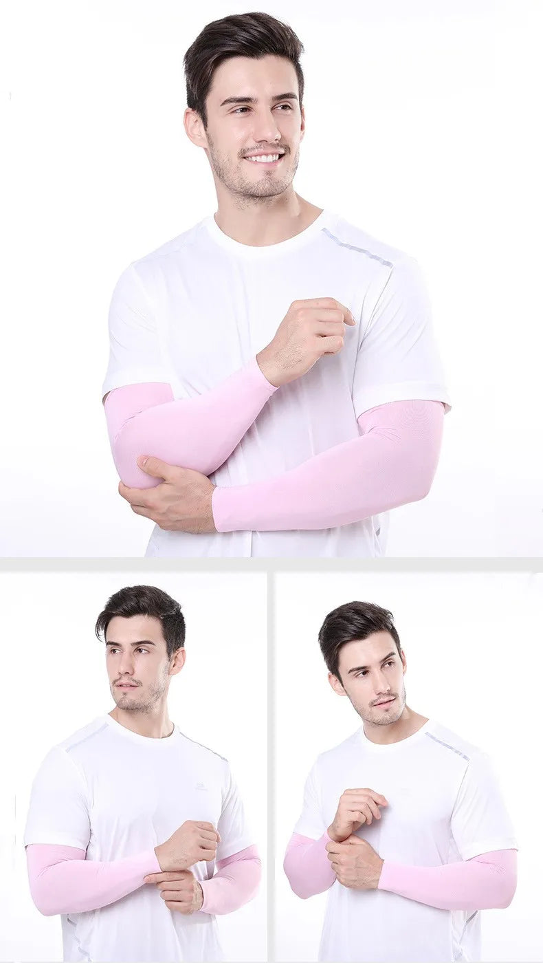 Arm Sleeves Ice Fabric Breathable Quick Dry Running Sportswear Sun UV Protection Long Arm Cover Cycling Arm Sleeves