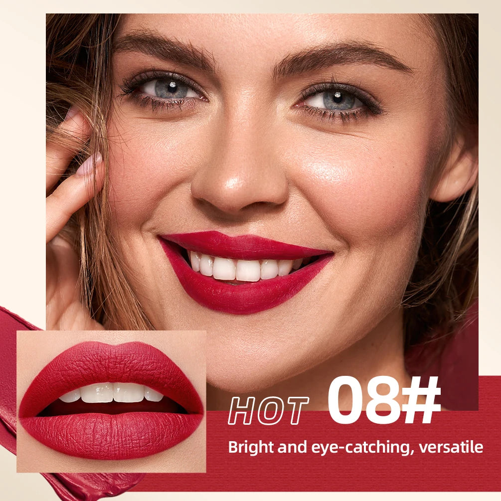 QIBEST 1PC Sexy Matte Lipstick Waterproof Long Lasting Color Rendering Non-stick Velvet Lips Liner Pencil Woman Makeup Cosmetics