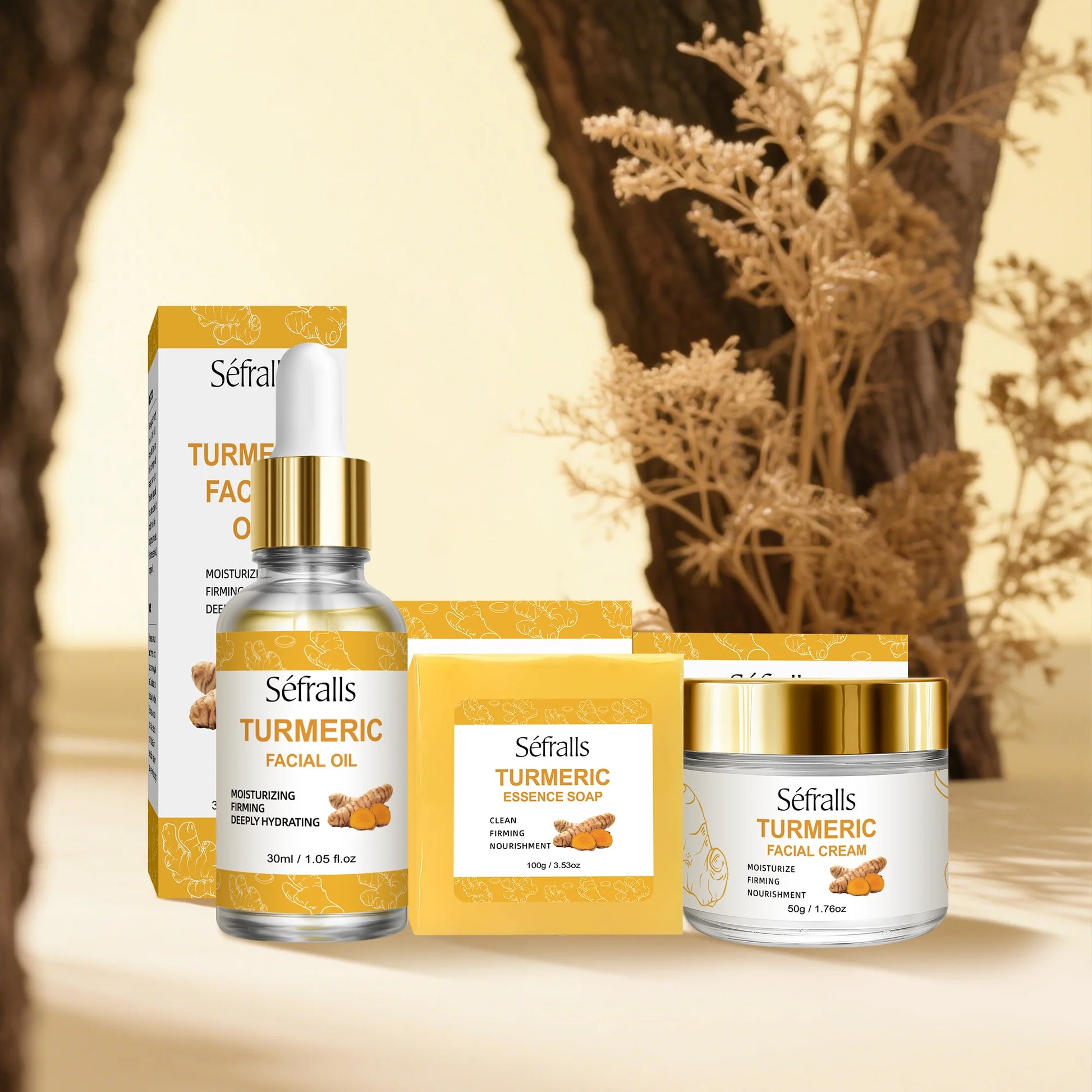 Séfralls Turmeric Skincare Set for All Skin TypesFirming moisturising deep cleansing anti-wrinkle nourishing blemish reduction