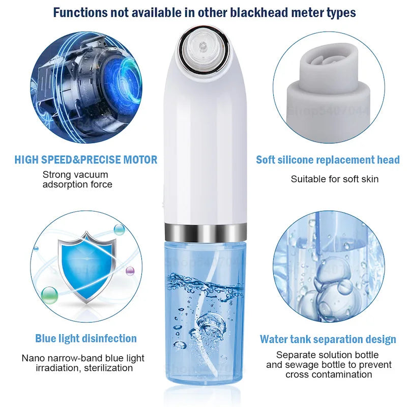 Electric Small Bubble Blackhead Remover USB Rechargeable Water Cycle Pore Acne Pimple Removal Vacuum Suction Facial Cleaner Tool