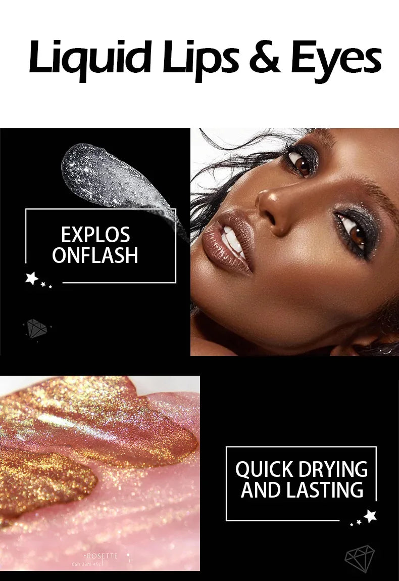 Fit Colors 3 Sections Smoky Eye Water Eyeshadow Diamond Liquid Pearl Shimmer Eye Shadow Liquid Lip Dye