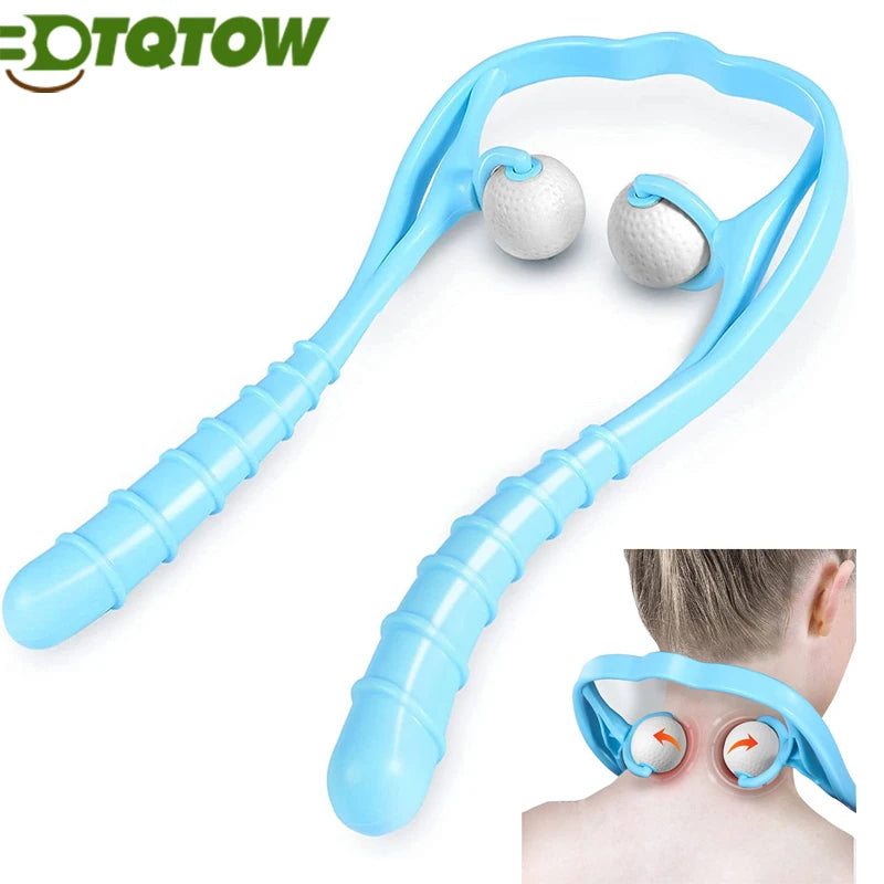 1PC Neck Massager Shiatsu Deep Tissue Dual Trigger Point Shoulder Massager for Pain Relief,Ergonomic Handle Design for Neck,Back
