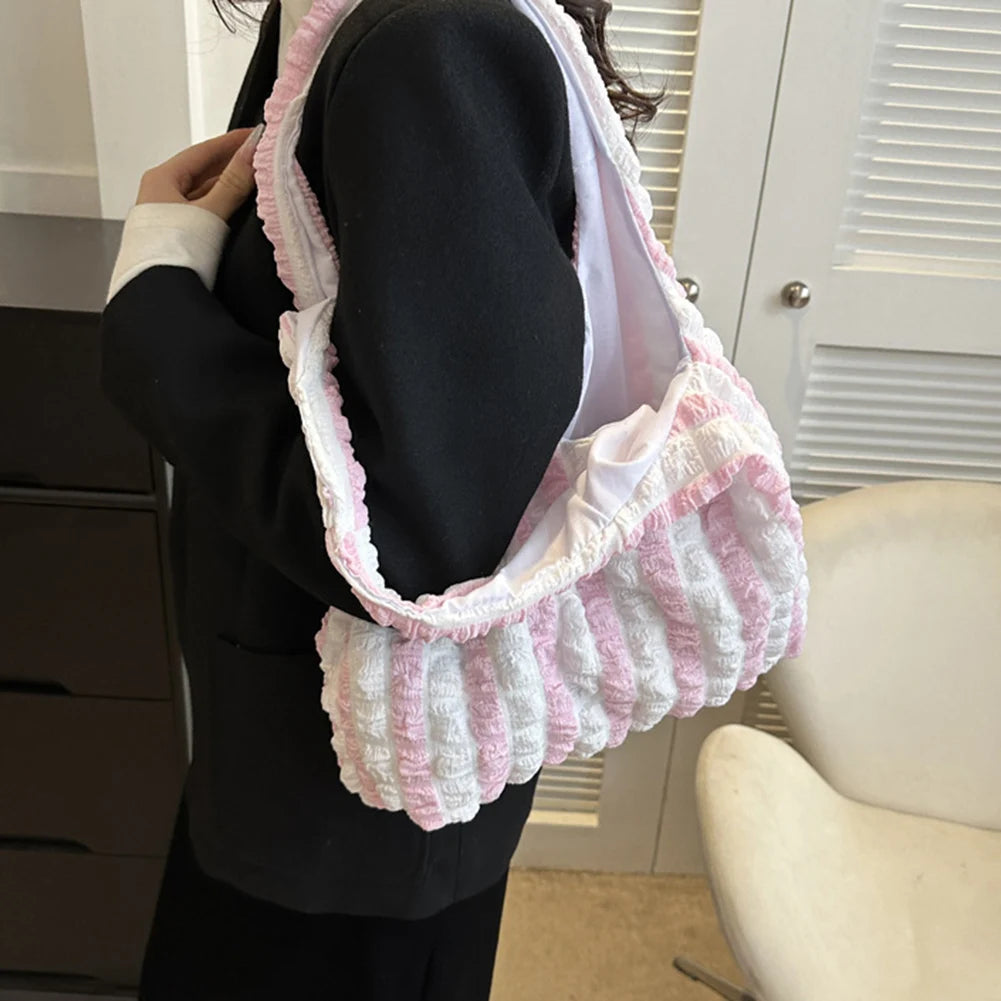 Elegant Handbag Pleated Cloud Bag Female Candy Color Large Capacity Shoulder Bag Handbags Shopping Girls Pouch Tote Bolsas