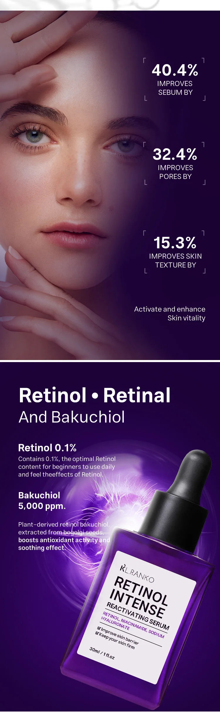 Retinol Anti-Wrinkle Essence Pure Hyaluronic Acid Facial Serum Anti Wrinkle Aging Face Lift Tightening Reduce Eye Finelines New