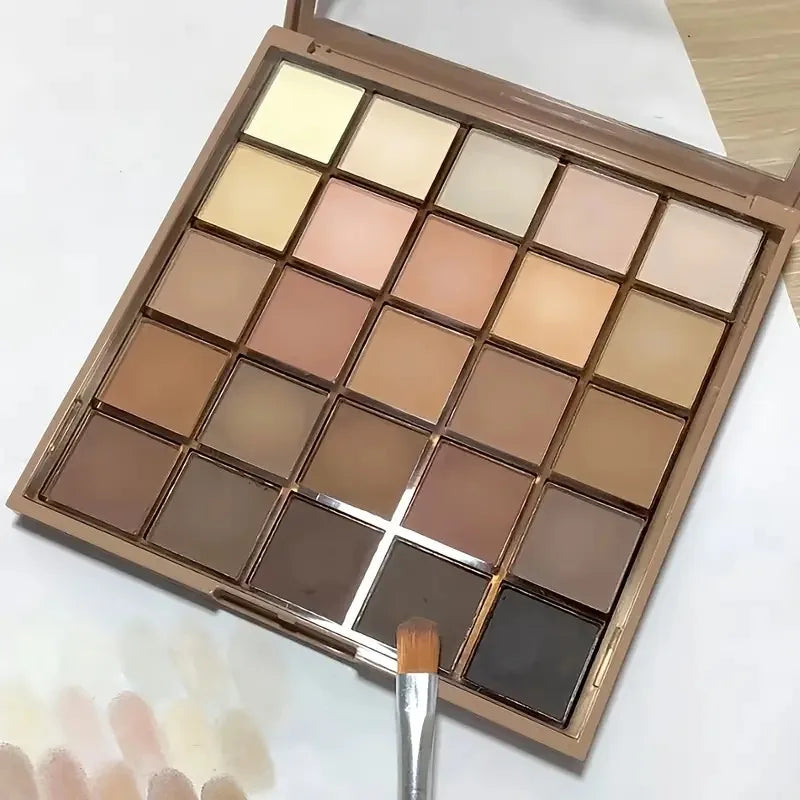 25 Shades Matte Finish Eyeshadow Palette, Neutral Grey Brown Earth Tones, Matte & Shimmer Finishes For Versatile Makeup Looks