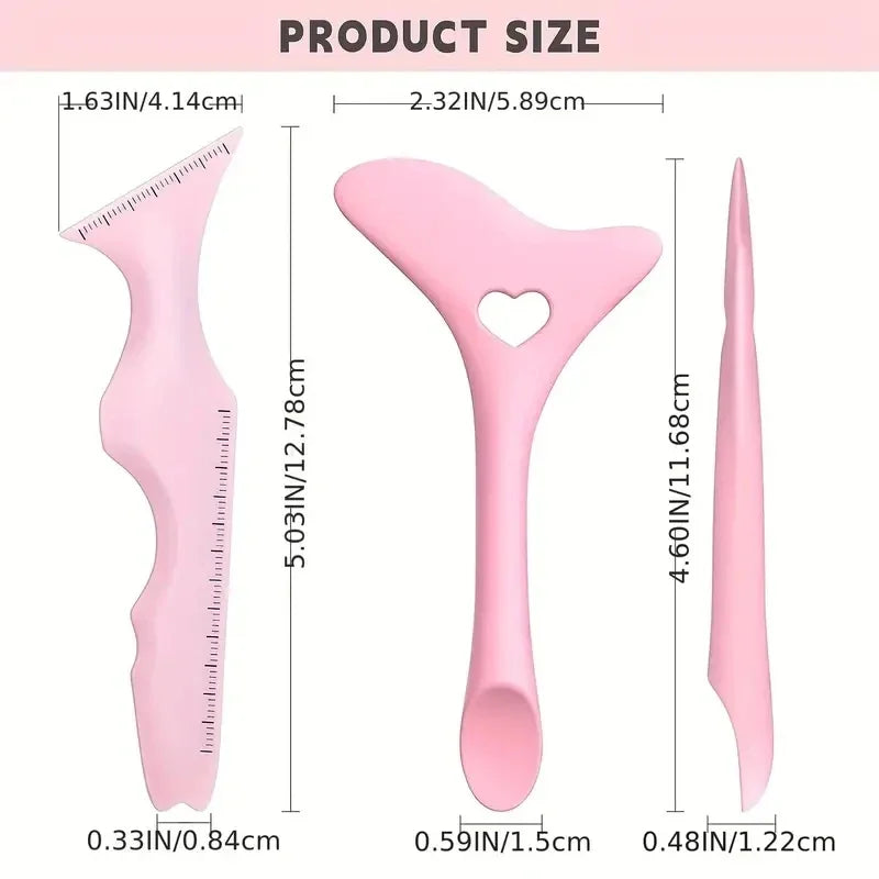 2Pcs Set Multifunctional Eye Makeup Tool Silicone Beauty Ruler Eyeshadow Highlight Lipstick Eyeliner Aid Tool Set