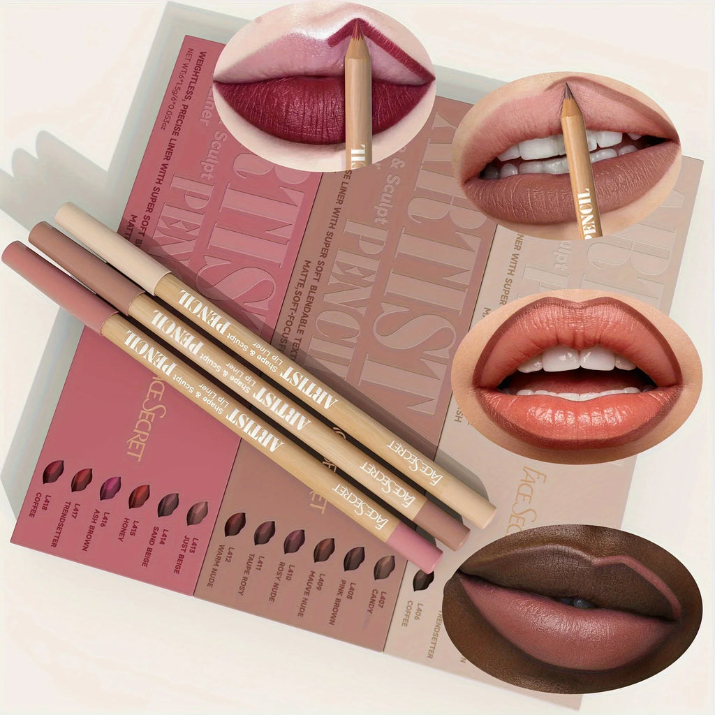 12Pcs/Set Nude Lip Liner Makeup Set - Natural and Long Lasting Waterproof Matte Lipliner Pen  Lip Liner for Everyday Makeup