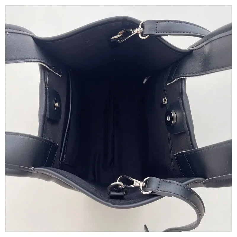 Men And Women New Fashion Canvas Clutch Single Shoulder Crossbody Bag Large Capacity Color Collision Clash Tote Bucket Bag