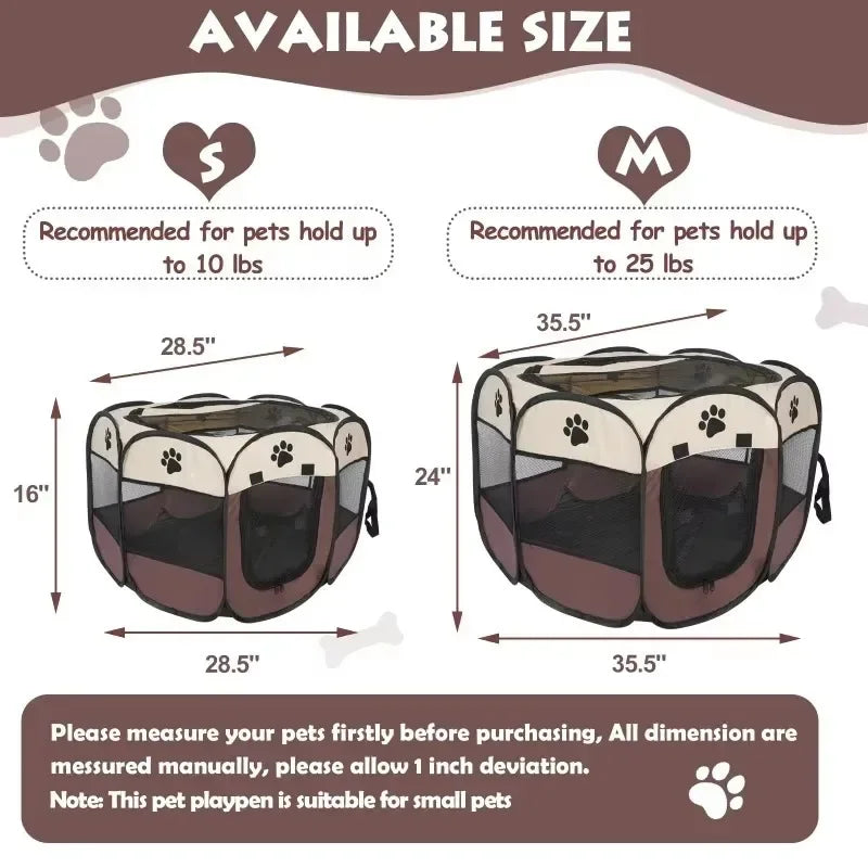 Foldable Octagonal Pet Tent Portable Cat Dog Cage for Outdoor Camping Large Enclosure Travel Fence House for Cats and Dogs