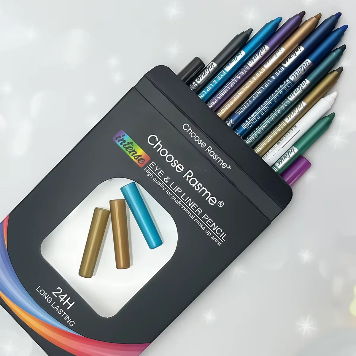 12 Colors Set Glitter&Shimmer  eyeshadow Eyeliner Stick Pack Wearing Smooth Application Versatile Halloween Activity Makeup Pens