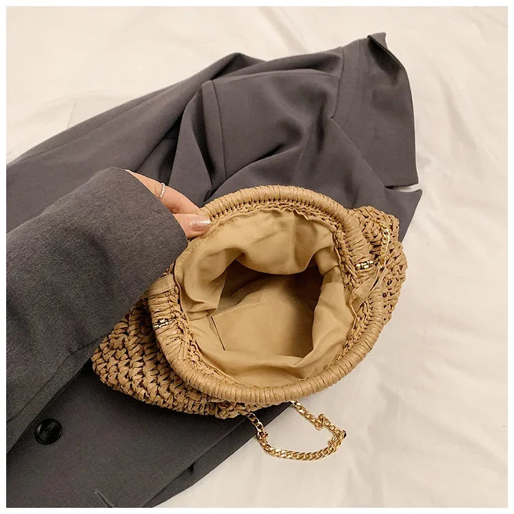 2025 Summer New Straw Weaving Crossbody Bag Fashionable and Casual Shell bag Women's Shoulder Bags with Excellent Texture bolsas