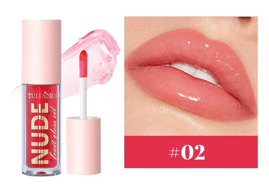 4 Colors Fruit Lip Oil Moisturizing Lip Plump Clear Hydrates And Shines Mirror Water Gloss Lip Glaze Liquid