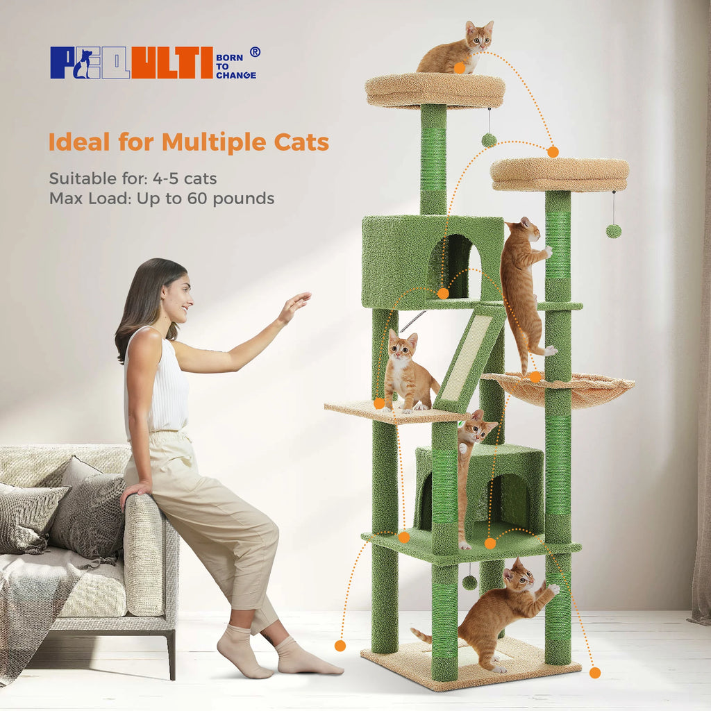 Multi-Level Cat Tree with Scratching Posts, Cozy Condo, Hammock, Large Cat Tower for Indoor Cats, Cat Scratching Board, Cat Toys
