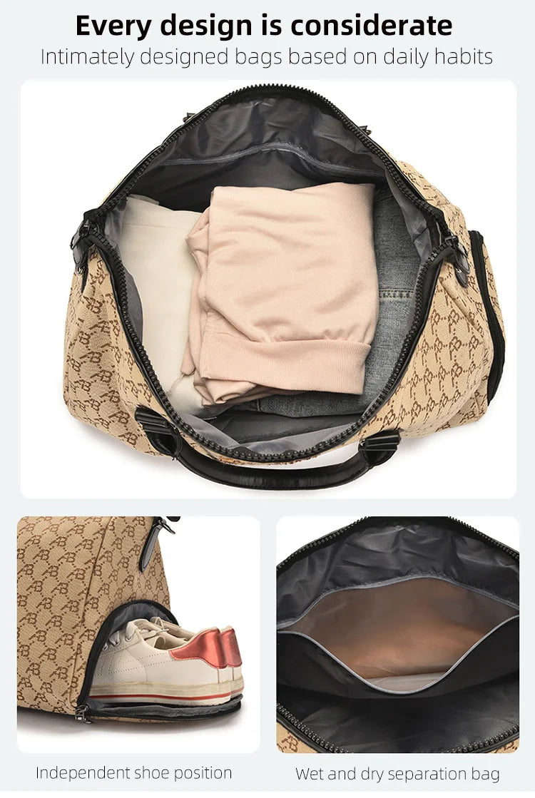 Fashion Travel Bag Traveling Luggage Zipper Storage Bag Carry-on Duffle Bag With Single Shoulder Strap For Short Trips Bussiness