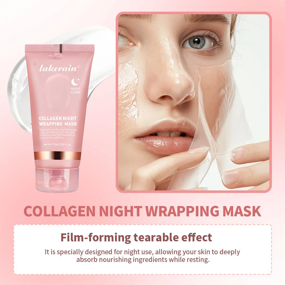Collagen Wrapped Night Mask,Moisturizing Firming,Deeply Hydrates Reduces Skin Texture,Night Care Mask Ideal for Use Before Bed