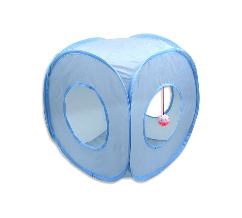 Gray 3-Way Foldable Pet Cat Tunnel Tube Toy Kitten Tunnel Toy With Peep Hole Pet Training Interactive Toy Tunnel Tube