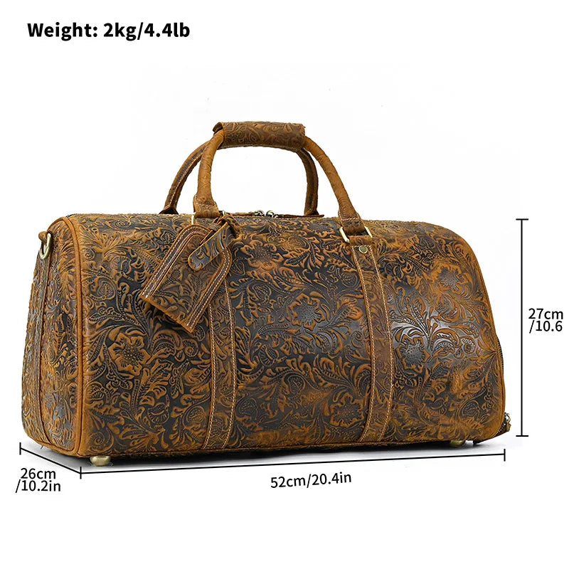 Fashionable Style Men's Leather Travel Handbags Real Cowhide Leather Duffle Bags For Man Male Weekend Bags With Shoe Pocket